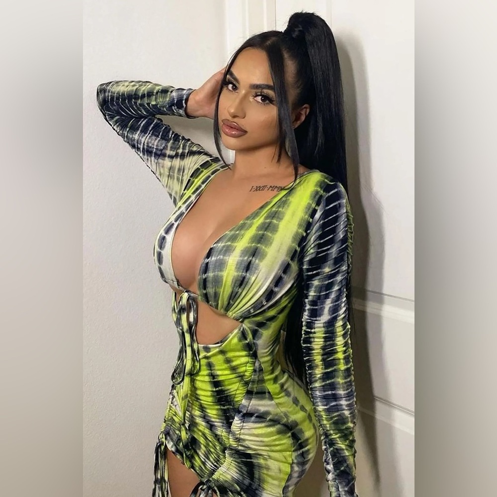 Tie Dye Mini Dress Long Sleeve